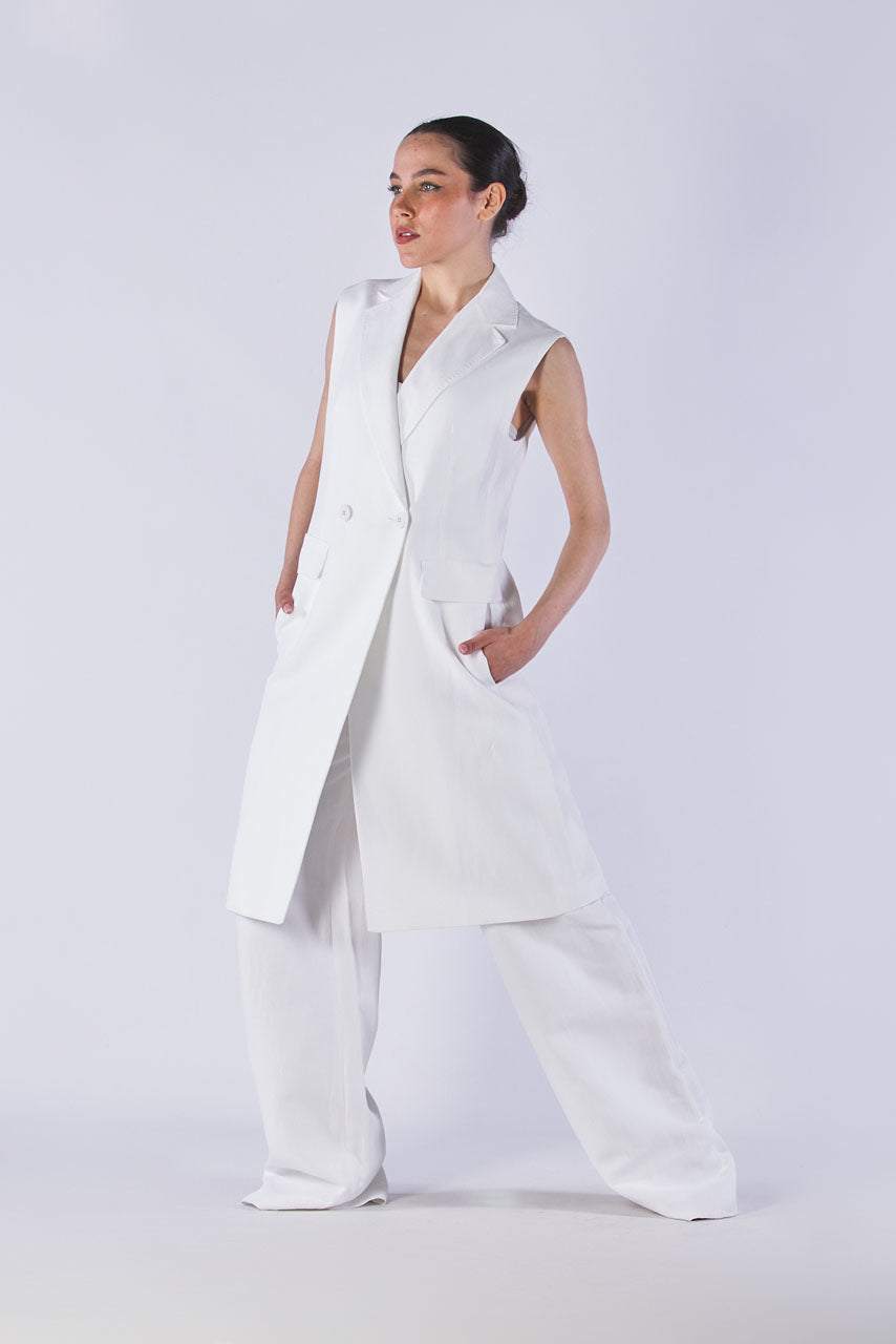 Rosanna canvas viscose/linen sleeveless jacket